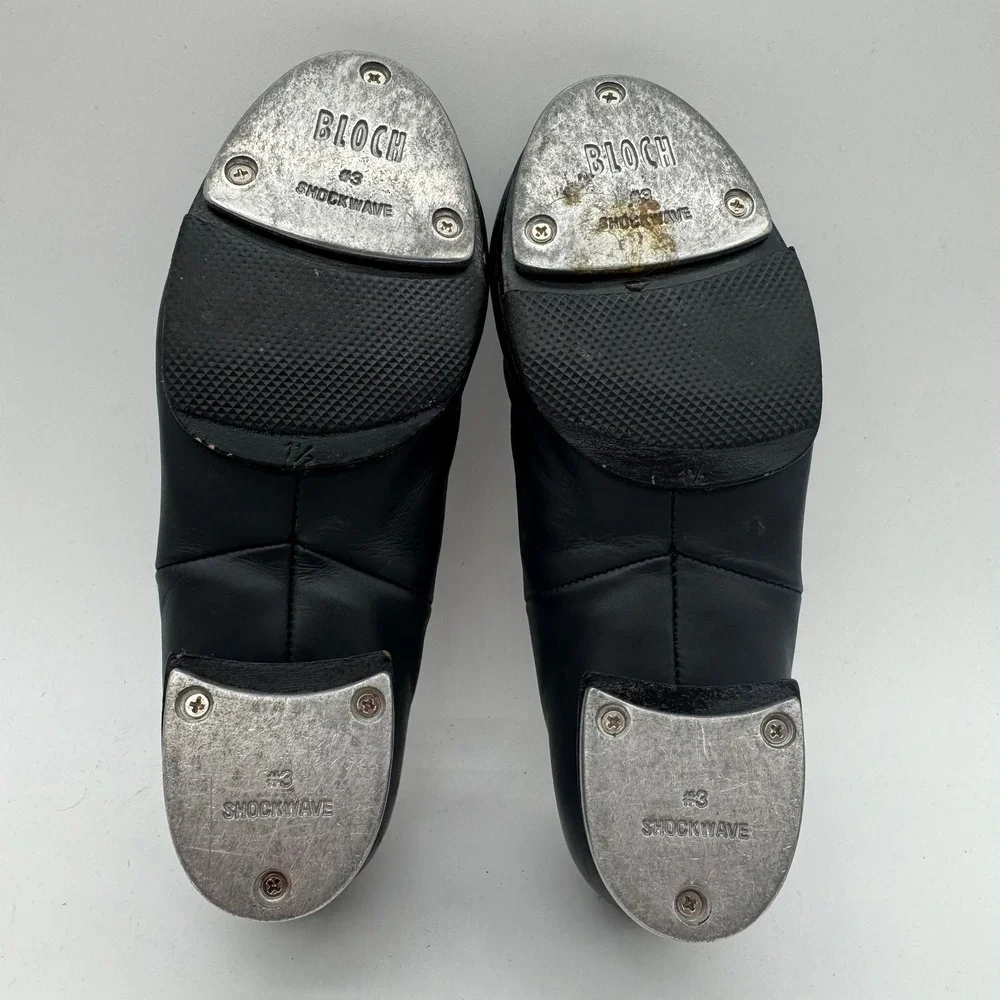 Bloch Shockwave Black Leather Lace Up Tap Shoes Kids Size 1.5 Dance Performance